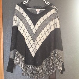 Target Poncho Fringe Knit Diamond Pattern